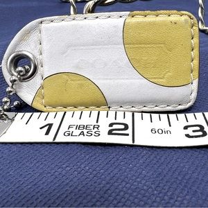 COACH White Yellow Leather Hang Tag KEY FOB 3" Large
